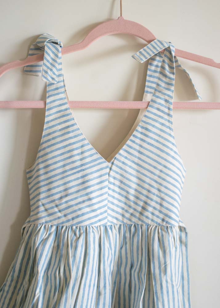 Sailor Striped Tie-Up Dress